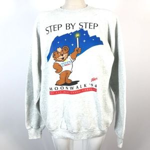 Fruit of the Loom Gray Sweatshirt with Teddy Bear Graphic